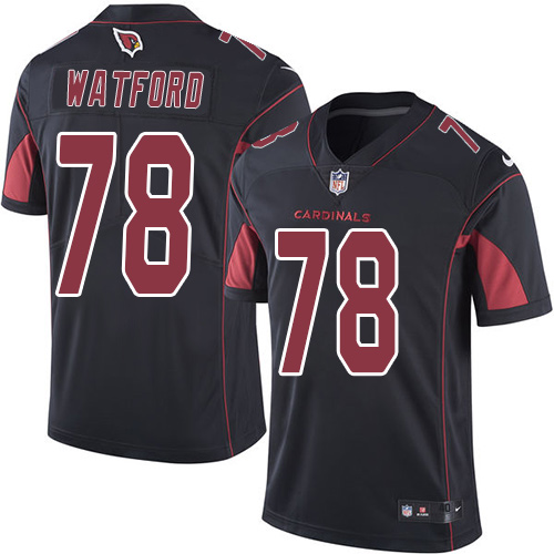 Men's Elite Earl Watford Nike Jersey Black - #78 Rush NFL Arizona Cardinals